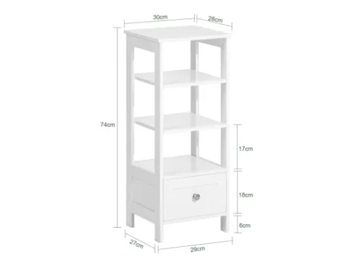Table D’appoint Haute Bout De Canapé Étagère De Rangement N 3 Niveaux Avec 1 Tiroir, Fbt91-w -Meilleur Meubles Magasin table basse 19125495