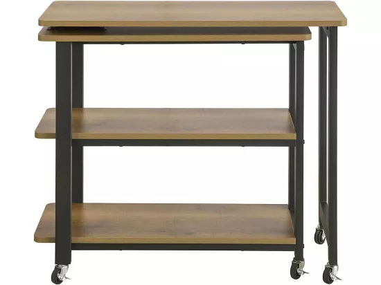 Table D'appoint Rotative, Bout De Canapé à Roulettes, Table Console Mobile Avec 2 étagères, FWT83-PF 3 Table D'appoint Rotative, Bout De Canapé à Roulettes, Table Console Mobile Avec 2 étagères, FWT83-PF