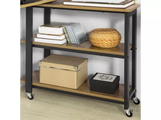 Table D'appoint Rotative, Bout De Canapé à Roulettes, Table Console Mobile Avec 2 étagères, FWT83-PF 8 Table D'appoint Rotative, Bout De Canapé à Roulettes, Table Console Mobile Avec 2 étagères, FWT83-PF – Image 6