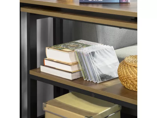 Table D'appoint Rotative, Bout De Canapé à Roulettes, Table Console Mobile Avec 2 étagères, FWT83-PF 12 Table D'appoint Rotative, Bout De Canapé à Roulettes, Table Console Mobile Avec 2 étagères, FWT83-PF – Image 10