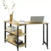 Table D'appoint Rotative, Bout De Canapé à Roulettes, Table Console Mobile Avec 2 étagères, FWT83-N -Meilleur Meubles Magasin table basse 19310907