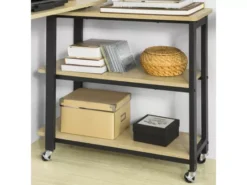 Table D'appoint Rotative, Bout De Canapé à Roulettes, Table Console Mobile Avec 2 étagères, FWT83-N -Meilleur Meubles Magasin table basse 19310921