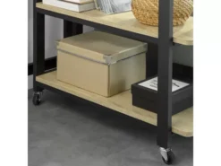Table D'appoint Rotative, Bout De Canapé à Roulettes, Table Console Mobile Avec 2 étagères, FWT83-N -Meilleur Meubles Magasin table basse 19310923