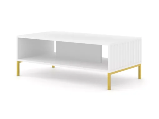 Table Basse WAVE 90x60 Cm Fraisé Blanc Matpieds En Métal Doré -Meilleur Meubles Magasin table basse 19534071