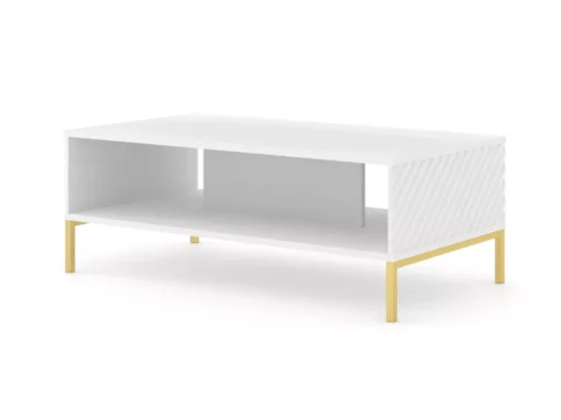 Table Basse SURF 90x60 Cm Fraisé Blanc Matpieds En Métal Doré -Meilleur Meubles Magasin table basse 19534107