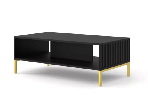 Table Basse WAVE 90x60 Cm Fraisé Noir Matpieds En Métal Doré -Meilleur Meubles Magasin table basse 19534115