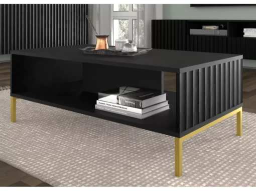Table Basse WAVE 90x60 Cm Fraisé Noir Matpieds En Métal Doré -Meilleur Meubles Magasin table basse 19534119