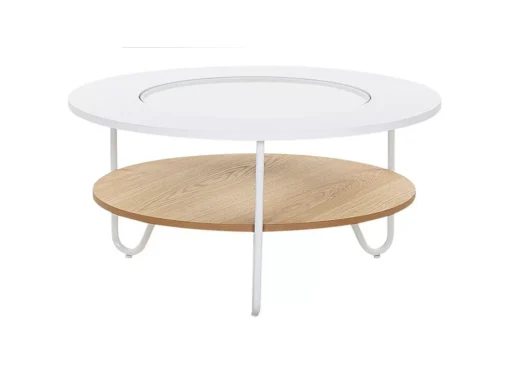 Table Basse Ronde ø 80 Cm Bois Clair Et Blanche CHICO -Meilleur Meubles Magasin table basse 20935669
