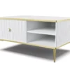 Table Basee PETRA 90x60 Cm Blanc Mat Avec Pieds Dorés -Meilleur Meubles Magasin table basse 21772009