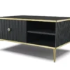 Table Basee PETRA 90x60 Cm Noir Mat Avec Pieds Dorés -Meilleur Meubles Magasin table basse 21772047