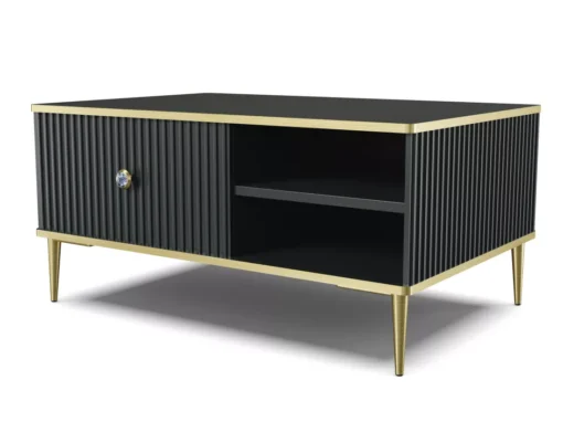 Table Basee PETRA 90x60 Cm Noir Mat Avec Pieds Dorés -Meilleur Meubles Magasin table basse 21772047