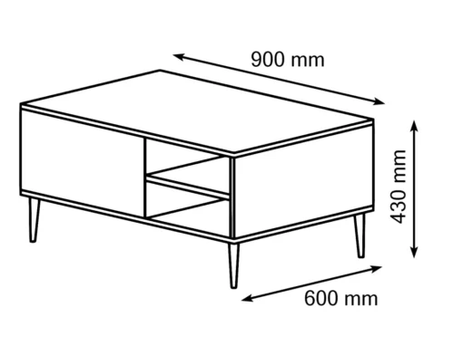 Table Basee PETRA 90x60 Cm Noir Mat Avec Pieds Dorés -Meilleur Meubles Magasin table basse 21772051