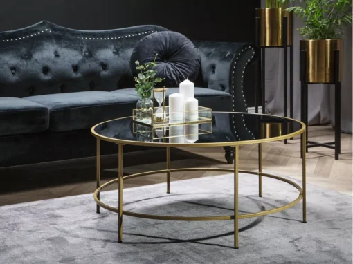 Table Basse Dorée Et Plateau Noir FLORENCE -Meilleur Meubles Magasin table basse 23017115