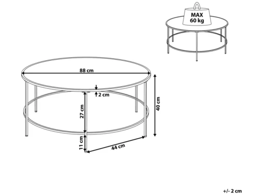 Table Basse Dorée Et Plateau Noir FLORENCE -Meilleur Meubles Magasin table basse 23017121