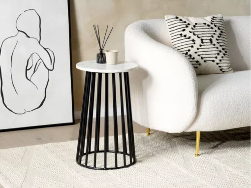 Table D'appoint En Marbre Blanc Et Noir TAREE -Meilleur Meubles Magasin table basse 23023765