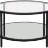 Table Basse Verre Et Acier Noir Ronde BIRNEY -Meilleur Meubles Magasin table basse 23023803