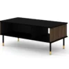 Table Basse WOODY IV 110x55 Cm Fraisée Sur Pieds Noir Mat / Chêne Catania -Meilleur Meubles Magasin table basse 23499717