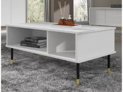 Table Basse SHERWOOD 110x55 Cm Fraisée Sur Pieds Blanc Mat -Meilleur Meubles Magasin table basse 23499731