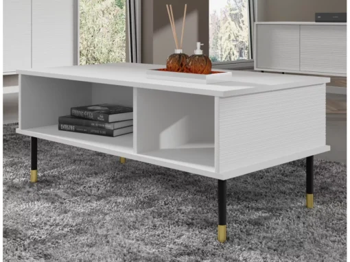 Table Basse SHERWOOD 110x55 Cm Fraisée Sur Pieds Blanc Mat -Meilleur Meubles Magasin table basse 23499731