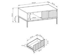 Table Basse NOVA SANDS L104 Avec 2 Tiroirs 104 Cm Gris Mat -Meilleur Meubles Magasin table basse 23973433