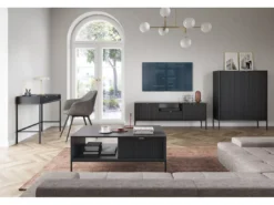 Table Basse NOVA SANDS L104 Avec 2 Tiroirs 104 Cm Noir Mat -Meilleur Meubles Magasin table basse 23973445