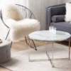 Table Basse Effet Marbre Blanc Structure Argentée QUINCY -Meilleur Meubles Magasin table basse 24512113