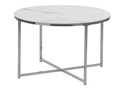 Table Basse Effet Marbre Blanc Structure Argentée QUINCY -Meilleur Meubles Magasin table basse 24512115