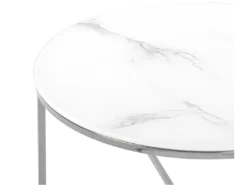 Table Basse Effet Marbre Blanc Structure Argentée QUINCY -Meilleur Meubles Magasin table basse 24512119