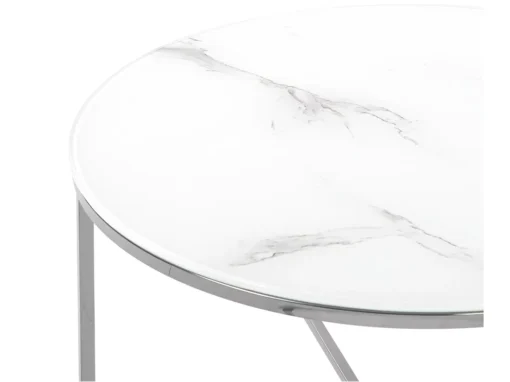 Table Basse Effet Marbre Blanc Structure Argentée QUINCY -Meilleur Meubles Magasin table basse 24512119