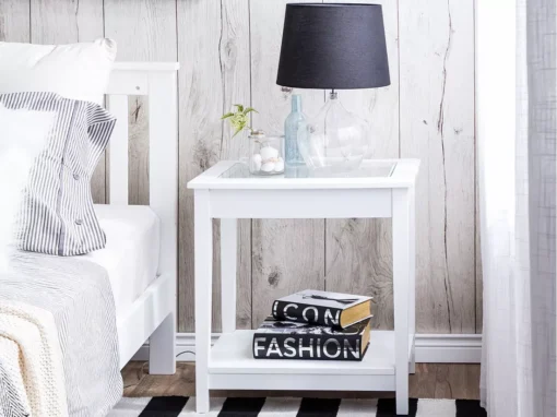 Table D'appoint Blanche Avec Plateau En Verre ATTU -Meilleur Meubles Magasin table basse 24733355