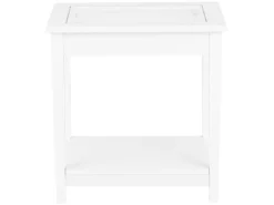 Table D'appoint Blanche Avec Plateau En Verre ATTU -Meilleur Meubles Magasin table basse 24733363