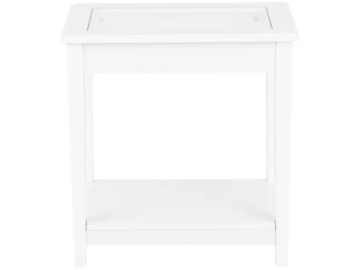 Table D'appoint Blanche Avec Plateau En Verre ATTU -Meilleur Meubles Magasin table basse 24733363