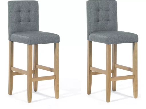Lot De 2 Chaises De Bar En Tissu Gris MADISON -Meilleur Meubles Magasin tabouret haut 11859779