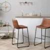 Lot De 2 Chaises De Bar En Tissu Marron FRANKS -Meilleur Meubles Magasin tabouret haut 11859797