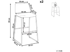 Lot De 2 Chaises De Bar En Tissu Marron FRANKS -Meilleur Meubles Magasin tabouret haut 11859801