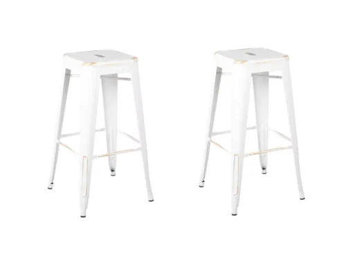 Lot De 2 Tabourets De Bar Blancs Dorés De 76 Cm CABRILLO -Meilleur Meubles Magasin tabouret haut 16321535