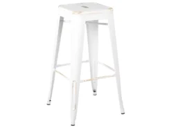 Lot De 2 Tabourets De Bar Blancs Dorés De 76 Cm CABRILLO -Meilleur Meubles Magasin tabouret haut 16321539