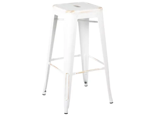 Lot De 2 Tabourets De Bar Blancs Dorés De 76 Cm CABRILLO -Meilleur Meubles Magasin tabouret haut 16321539