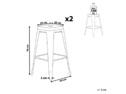 Lot De 2 Tabourets De Bar Blancs Dorés De 76 Cm CABRILLO -Meilleur Meubles Magasin tabouret haut 16321543