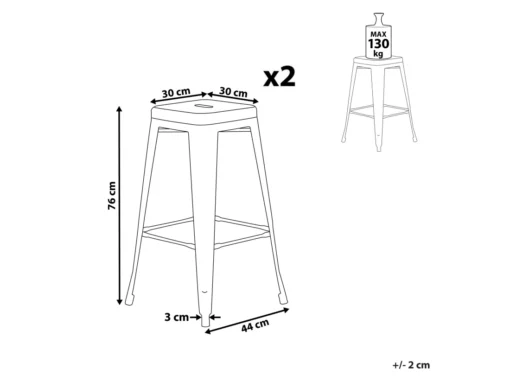 Lot De 2 Tabourets De Bar Blancs Dorés De 76 Cm CABRILLO -Meilleur Meubles Magasin tabouret haut 16321543