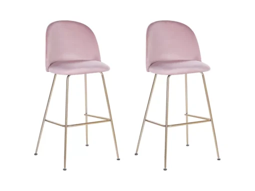 Lot De 2 Chaises De Bar En Velours Rose ARCOLA -Meilleur Meubles Magasin tabouret haut 16728911