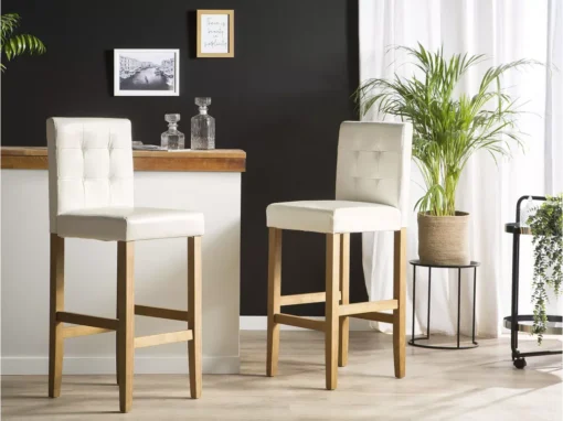Lot De 2 Chaises De Bar En Cuir PU Blanc Crème MADISON -Meilleur Meubles Magasin tabouret haut 16729151