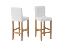 Lot De 2 Chaises De Bar En Cuir PU Blanc Crème MADISON -Meilleur Meubles Magasin tabouret haut 16729155