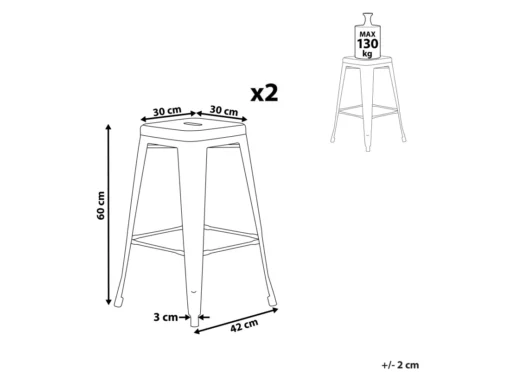 Lot De 2 Tabourets De Bar Rose De 60 Cm CABRILLO -Meilleur Meubles Magasin tabouret haut 17217981