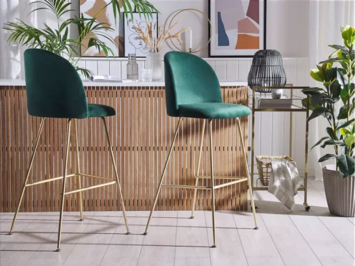 Lot De 2 Chaises De Bar En Velours Vert ARCOLA -Meilleur Meubles Magasin tabouret haut 17218005