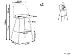 Lot De 2 Chaises De Bar En Velours Vert ARCOLA -Meilleur Meubles Magasin tabouret haut 17218011