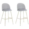 Lot De 2 Chaises De Bar En Velours Gris ARCOLA -Meilleur Meubles Magasin tabouret haut 17218069