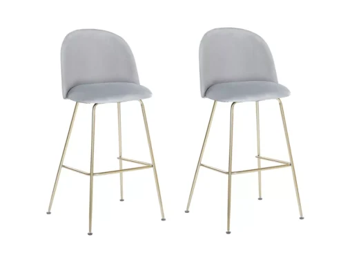 Lot De 2 Chaises De Bar En Velours Gris ARCOLA -Meilleur Meubles Magasin tabouret haut 17218069
