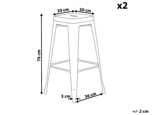 Lot De 2 Tabourets De Bar Argentés Dorés De 76 Cm CABRILLO -Meilleur Meubles Magasin tabouret haut 17218477