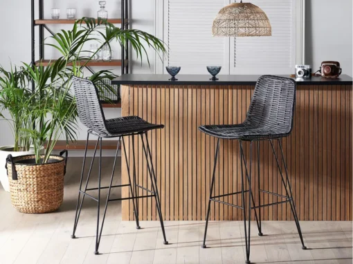 Lot De 2 Chaises De Bar En Rotin Noir CASSITA -Meilleur Meubles Magasin tabouret haut 17218557